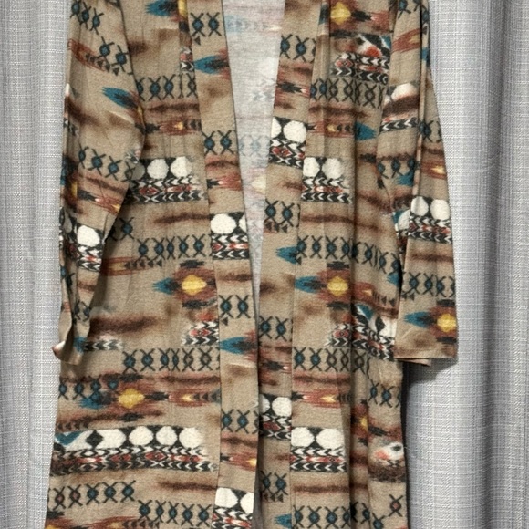 Patterned Tan Cardigan Sweater - Picture 1 of 4